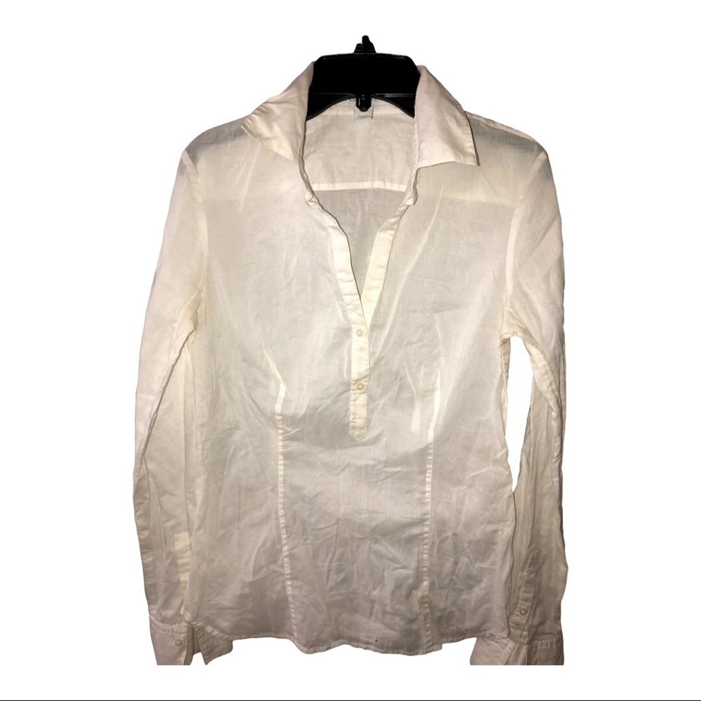 Express design studio off white sheer long sleeve buttoned down shirt‎ size XS
